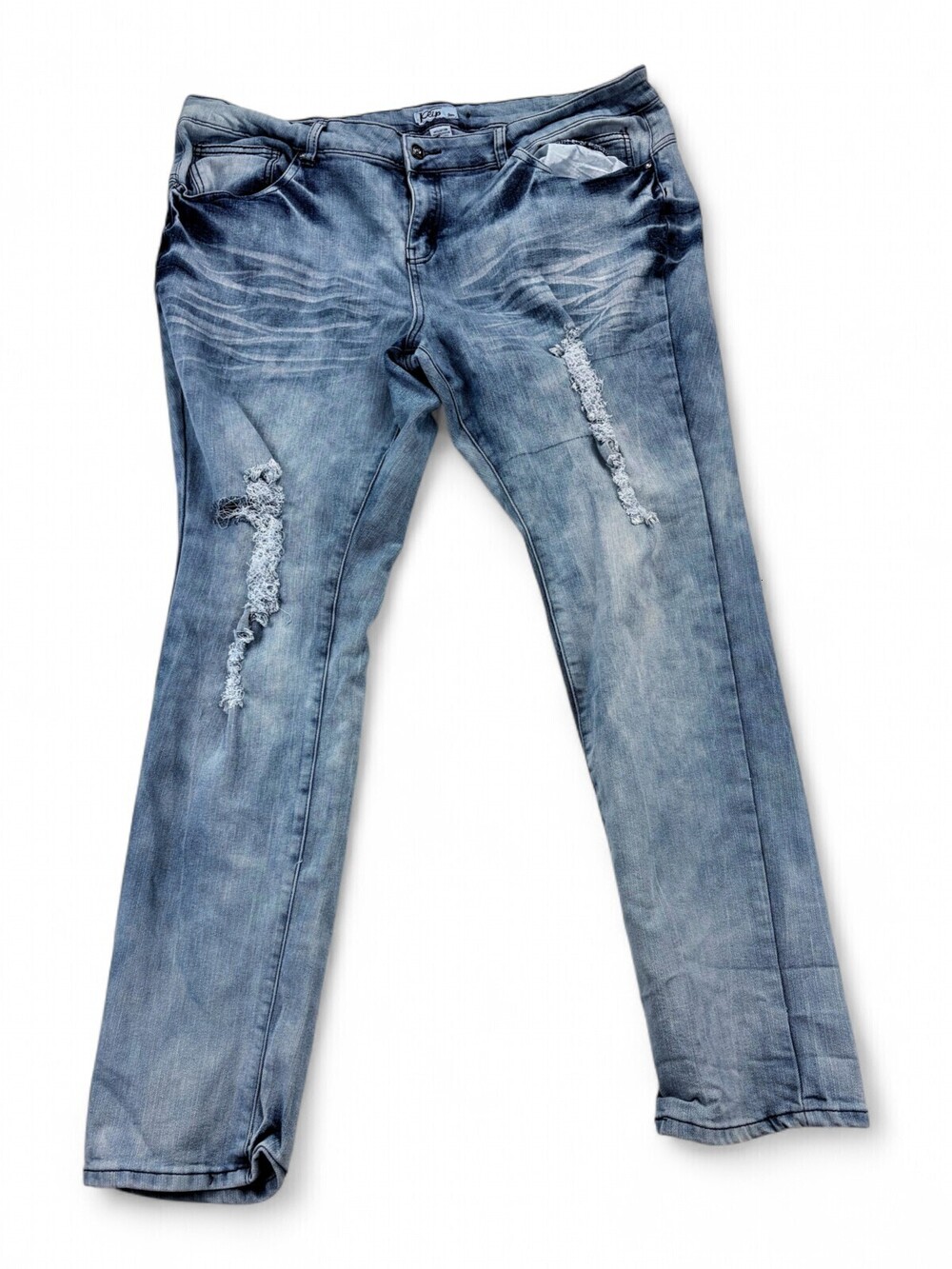 Klip Jeans Women's Straight Leg Distressed Light Wash Size 24 Plus
